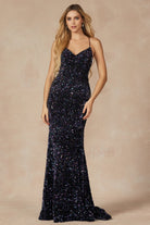 Velvet Sequin Fitted Sweetheart Lace Up Back Long Prom Dress JT2406-Prom Dress-smcfashion.com