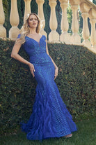 Feather Skirt Mermaid Open V-Back Illusion Sweetheart Long Prom Dress JT286-Prom Dress-smcfashion.com