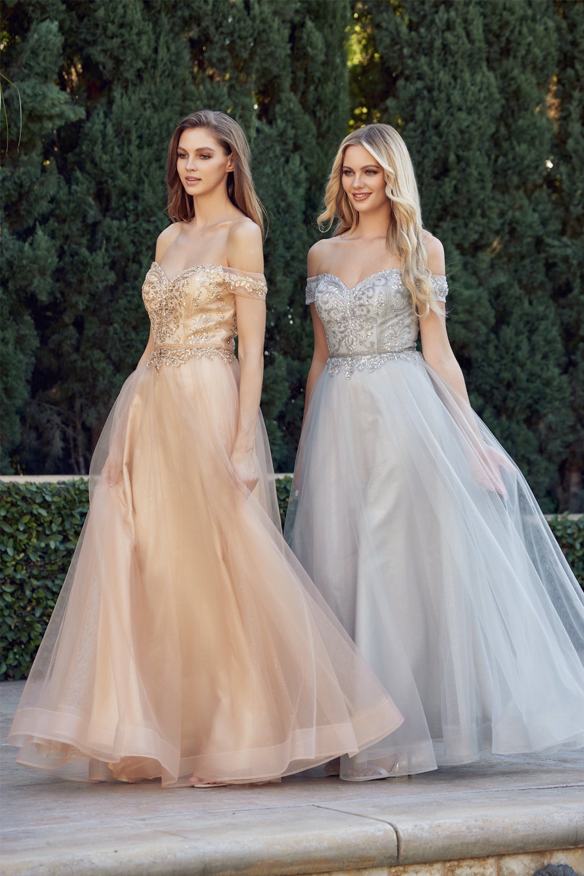 Off The Shoulder Beads Top Tulle Skirt Long Prom Dress JT287-Prom Dress-smcfashion.com