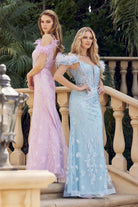 Fully Glitter Corset Bodice Feathers Off The Shoulder Long Prom Dress JT288-Prom Dress-smcfashion.com