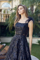 Feathered Cap Sleeve Patterned Sequin A-Line Long Prom Dress JT297-Prom Dress-smcfashion.com