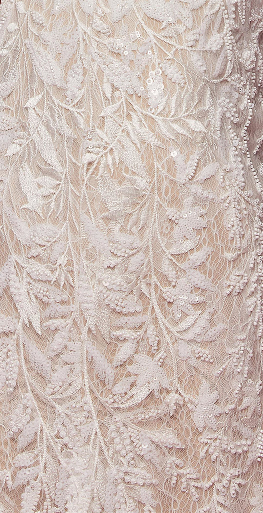 Embroidered Lace IIlusion V-Neck Open V-Back Mermaid Long Wedding Dress NXJE915