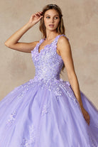 Floral Applique 3D Flowers Straps Long Quinceanera Dress JT1437-Quinceanera Dress-smcfashion.com