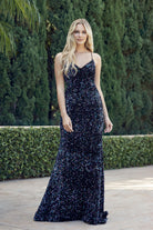 Velvet Sequin Fitted Sweetheart Lace Up Back Long Prom Dress JT2406-Prom Dress-smcfashion.com