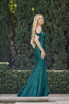 Off The Shoulder Embroidered Sequins Skirt Slit Long Prom Dress JT2410-Prom Dress-smcfashion.com