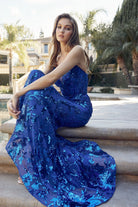 Mermaid Embroidered Sequin Open Back Illusion V-Neck Long Prom Dress JT2411-Prom Dress-smcfashion.com