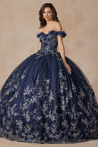 3D Floral Appliques With Off Shoulder Long Quinceanera Dress JT1447-Quinceanera Dress-smcfashion.com