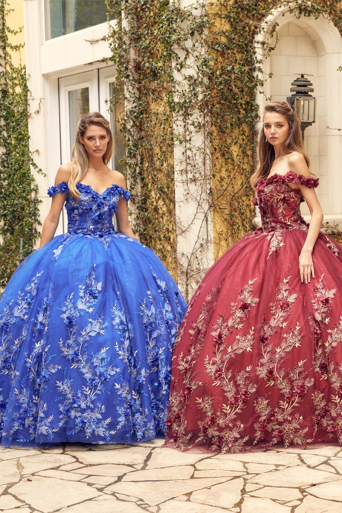 3D Floral Appliques With Off Shoulder Long Quinceanera Dress JT1447-Quinceanera Dress-smcfashion.com