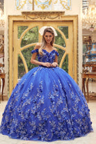 3D Floral Appliques With Off Shoulder Long Quinceanera Dress JT1447-Quinceanera Dress-smcfashion.com