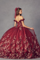 3D Floral Appliques With Off Shoulder Long Quinceanera Dress JT1447-Quinceanera Dress-smcfashion.com