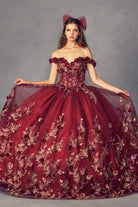 3D Floral Appliques With Off Shoulder Long Quinceanera Dress JT1447-Quinceanera Dress-smcfashion.com