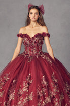 3D Floral Appliques With Off Shoulder Long Quinceanera Dress JT1447-Quinceanera Dress-smcfashion.com