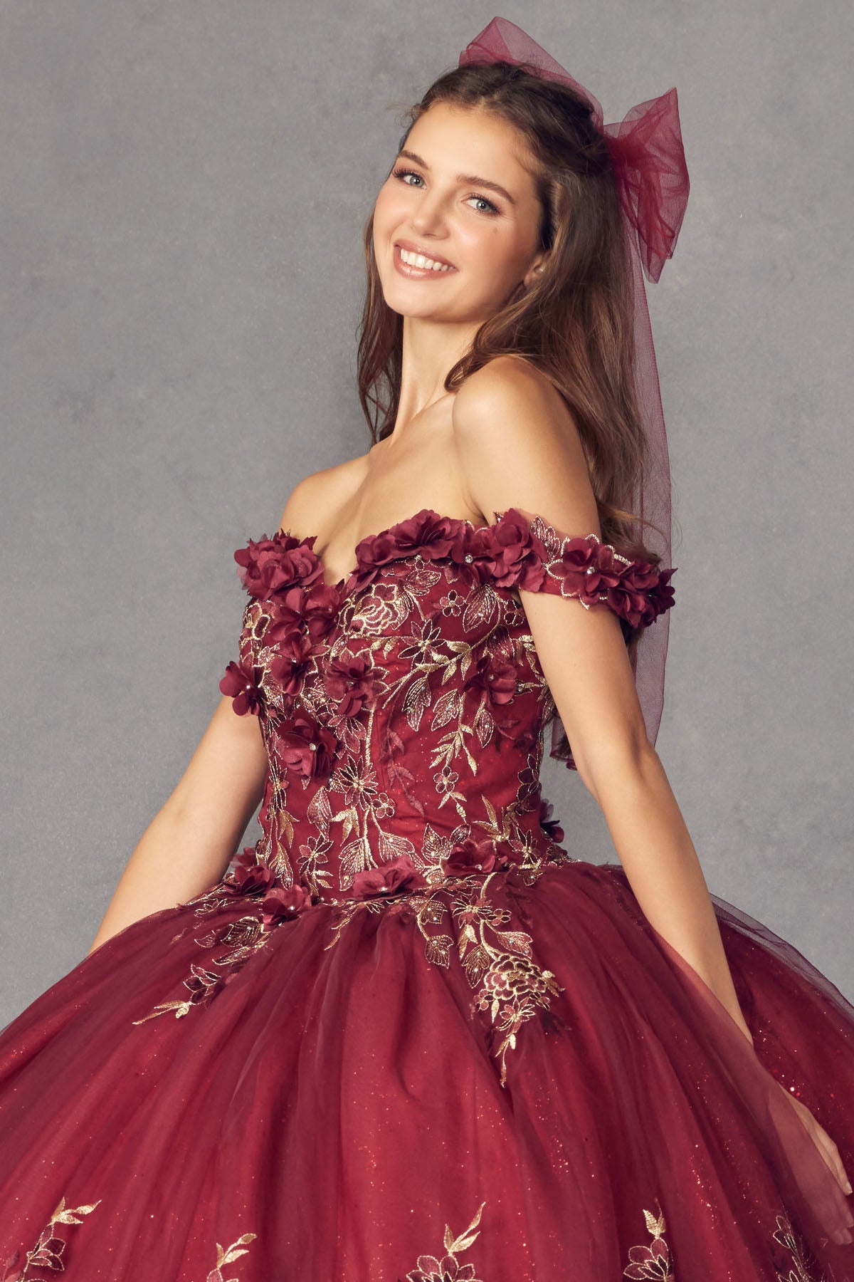 3D Floral Appliques With Off Shoulder Long Quinceanera Dress JT1447-Quinceanera Dress-smcfashion.com