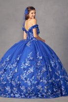 3D Floral Appliques With Off Shoulder Long Quinceanera Dress JT1447-Quinceanera Dress-smcfashion.com