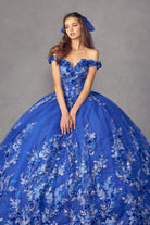 3D Floral Appliques With Off Shoulder Long Quinceanera Dress JT1447-Quinceanera Dress-smcfashion.com