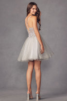 Glitter Tulle A-Line Embroidered Bodice Short Cocktail Dress JT883-Cocktail Dress-smcfashion.com