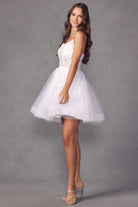 Glitter Tulle A-Line Embroidered Bodice Short Cocktail Dress JT883-Cocktail Dress-smcfashion.com