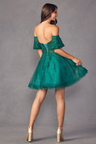 Leaf Embroidered Detachable Sleeves Open Back Short Cocktail Dress JT909-Cocktail Dress-smcfashion.com