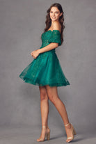 Leaf Embroidered Detachable Sleeves Open Back Short Cocktail Dress JT909-Cocktail Dress-smcfashion.com