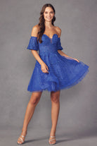 Leaf Embroidered Detachable Sleeves Open Back Short Cocktail Dress JT909-Cocktail Dress-smcfashion.com