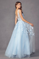 Embroidered Lace Embellished Jewel Waist Long Prom Dress JT224-Prom Dress-smcfashion.com