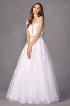 Embroidered Lace Embellished Jewel Waist Long Prom Dress JT224-Prom Dress-smcfashion.com