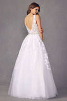 Embroidered Lace Embellished Jewel Waist Long Prom Dress JT224-Prom Dress-smcfashion.com