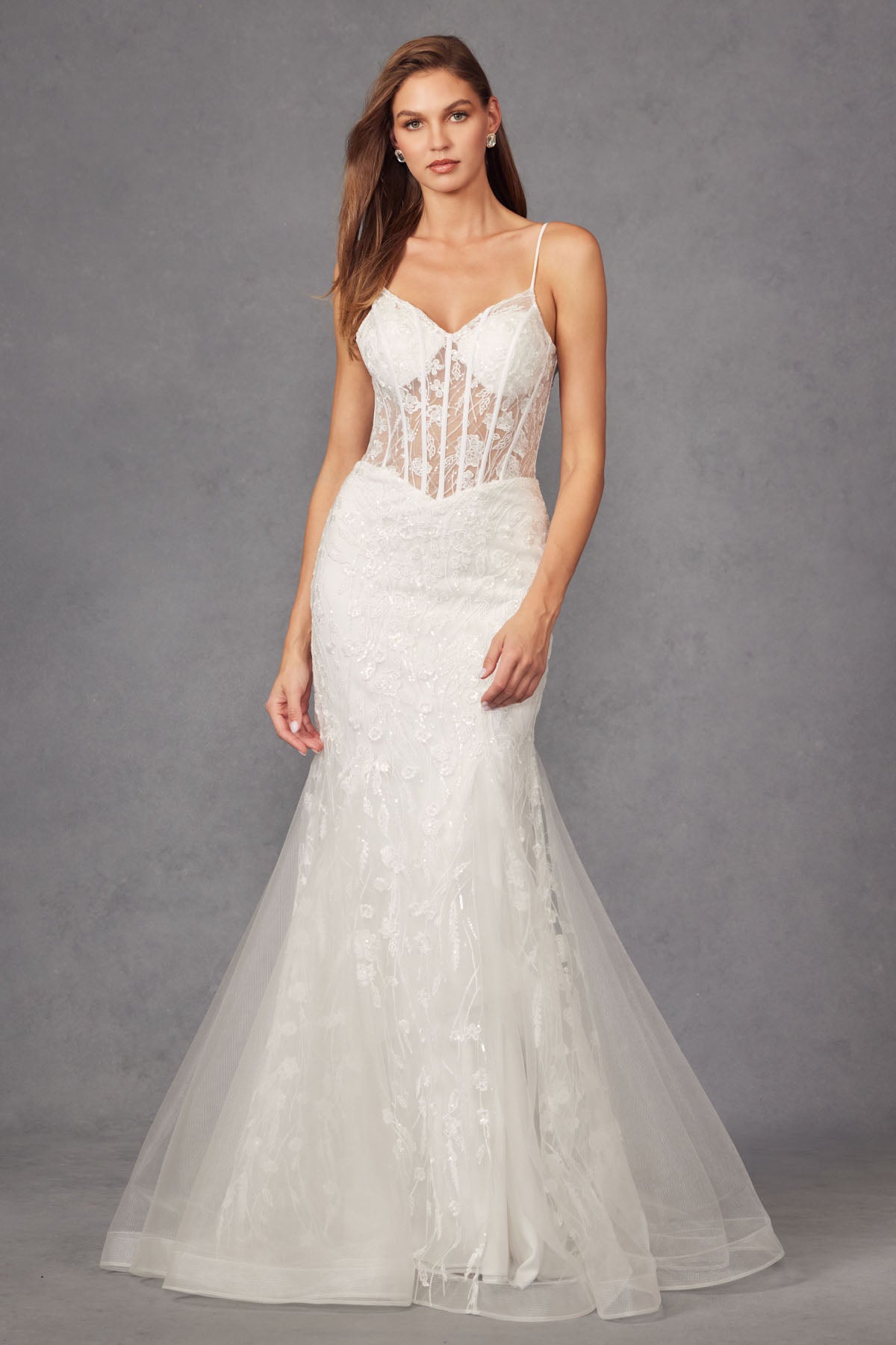 新品　willfully dot tulle sheer mermaid OP GL3488 Glitter Off Shoulder Sheer Bodice Mesh Mermaid | GLS