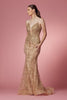 Glitter Deep V-Neck Bodice Trumpet Long Prom Dress NXR282-1