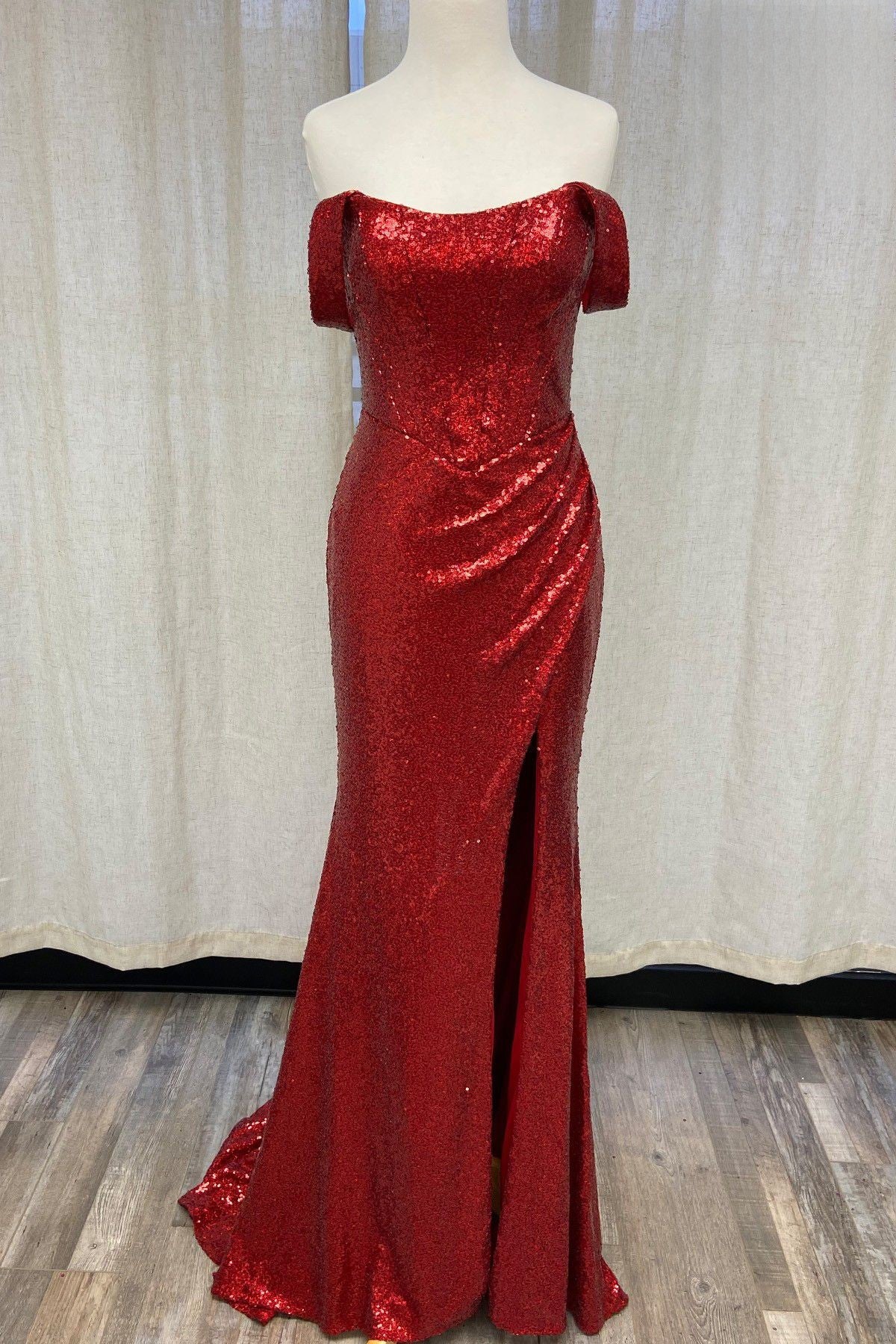 Off Shoulder Embroidered Sequins Open Back Long Prom Dress NXR1203-Prom Dress-smcfashion.com