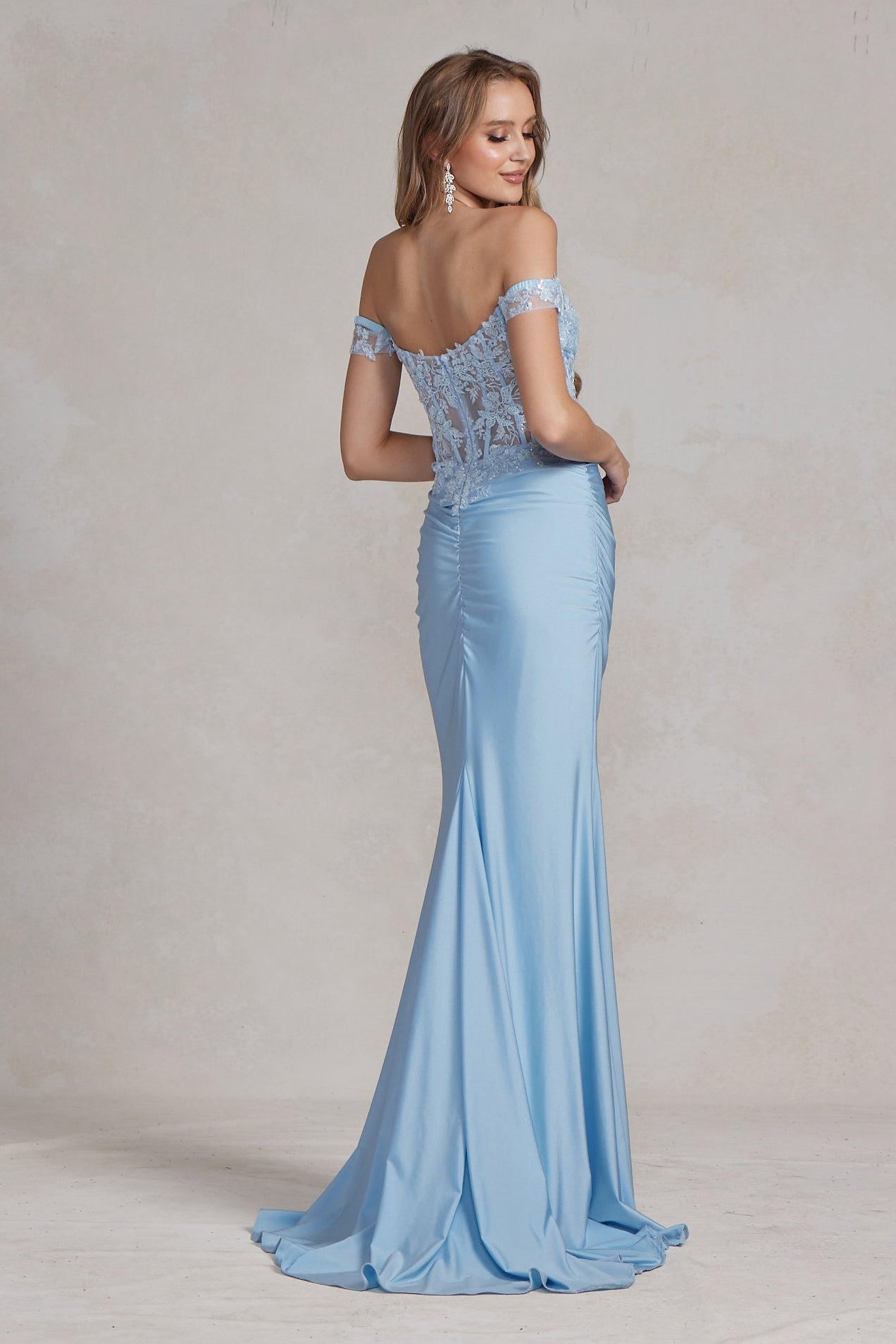 Off Shoulder Sweetheart Open Back Embroidered Bodice Long Evening Dress NXE1184-Evening Dress-smcfashion.com