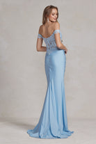 Off Shoulder Sweetheart Open Back Embroidered Bodice Long Evening Dress NXE1184-Evening Dress-smcfashion.com