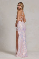 Embroidered Sequins Applique Side Slit Spaghetti Straps Long Prom Dress NXD1157-Prom Dress-smcfashion.com