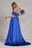 Off Shoulder Sweetheart Satin Side Slit Long Prom Dress NXK1122