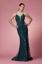 Glitter Deep V-Neck Bodice Trumpet Long Prom Dress NXR282-1-Prom Dress-smcfashion.com