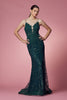 Glitter Deep V-Neck Bodice Trumpet Long Prom Dress NXR282-1
