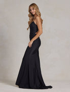 Embellished Jewel Illusion V-Neck Open Criss Cross Back Long Evening Dress NXK1123-Evening Dress-smcfashion.com