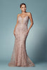 Glitter Deep V-Neck Bodice Trumpet Long Prom Dress NXR282-1