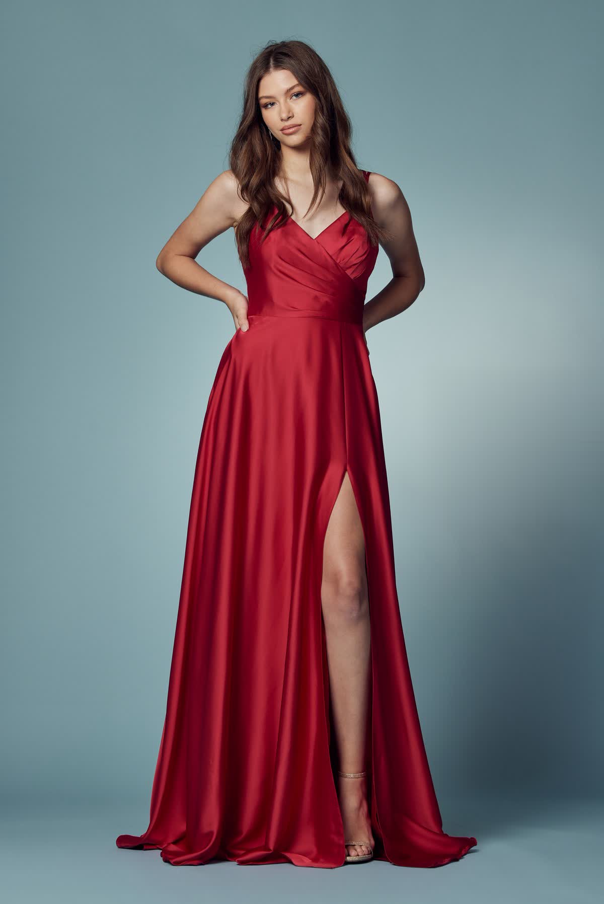 Double Breasted High Slit Long Bridesmaid & Prom Dress NXE1020-Prom Dress-smcfashion.com