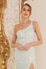 One Shoulder Embroidered Sequins Side Slit Long Prom Dress NXD1158