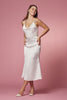 Cowl Neck Open Back Satin Midi Wedding Dress NXR1027W