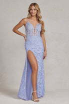 Side Slit Embroidered Lace Embellished Glitter Long Prom Dress NXG1148-Evening Dress-smcfashion.com