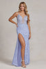 Side Slit Embroidered Lace Embellished Glitter Long Prom Dress NXG1148