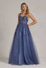 A-Line Embroidered Bodice Sweetheart Open Back Long Prom Dress NXT1082
