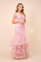 Mermaid Tiered Skirt Straps Sheer Back Long Prom Dress NXA059-Prom Dress-smcfashion.com