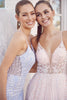 Embroidered Lace Illusion V-Neck A-Line Long Prom Dress NXT1009