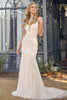 Straps Embroidered Lace Mermaid Long Wedding Dress NXJE949