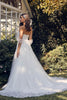 Off Shoulder A-Line Tulle Embroidered Lace Long Wedding Dress NXJE946
