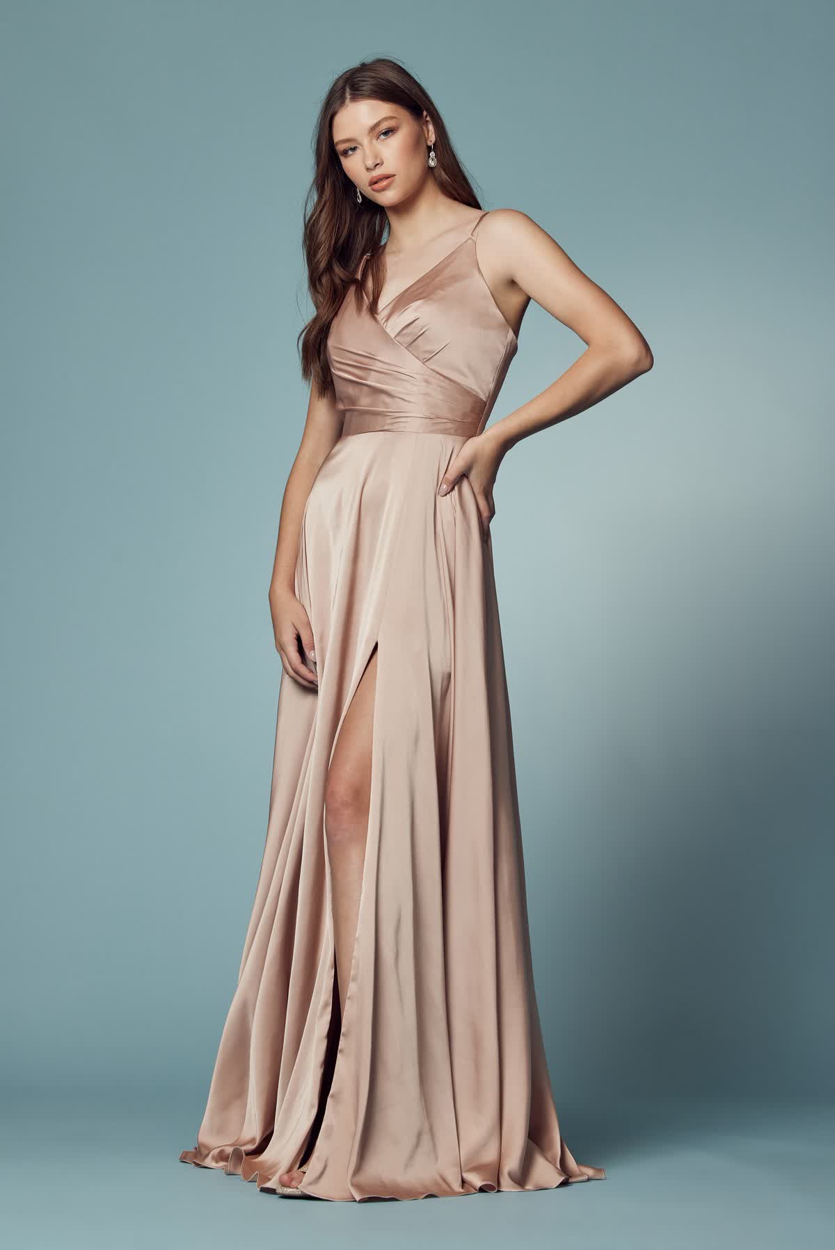 Double Breasted High Slit Long Bridesmaid & Prom Dress NXE1020-Prom Dress-smcfashion.com