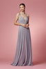 Sleeveless Tulle Simple V-Neck Chiffon Long Bridesmaid Dress NXR416
